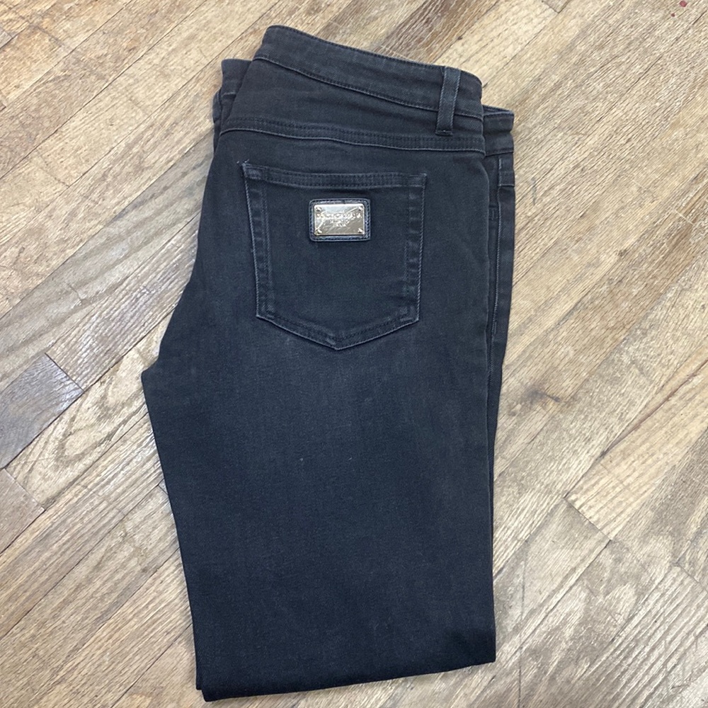 Black denim dolce and Gabbana Italy pretty jeans, ankle zipper size 44